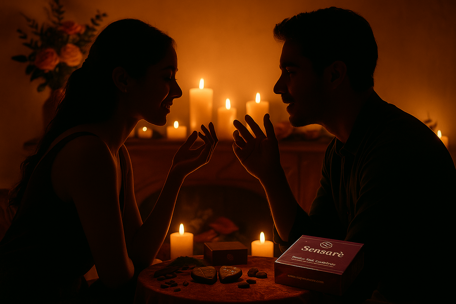Couple connecting and talking