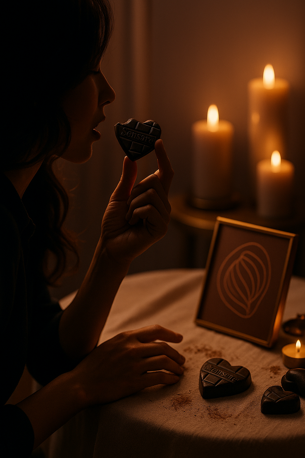 Mia holding Sensarè chocolate